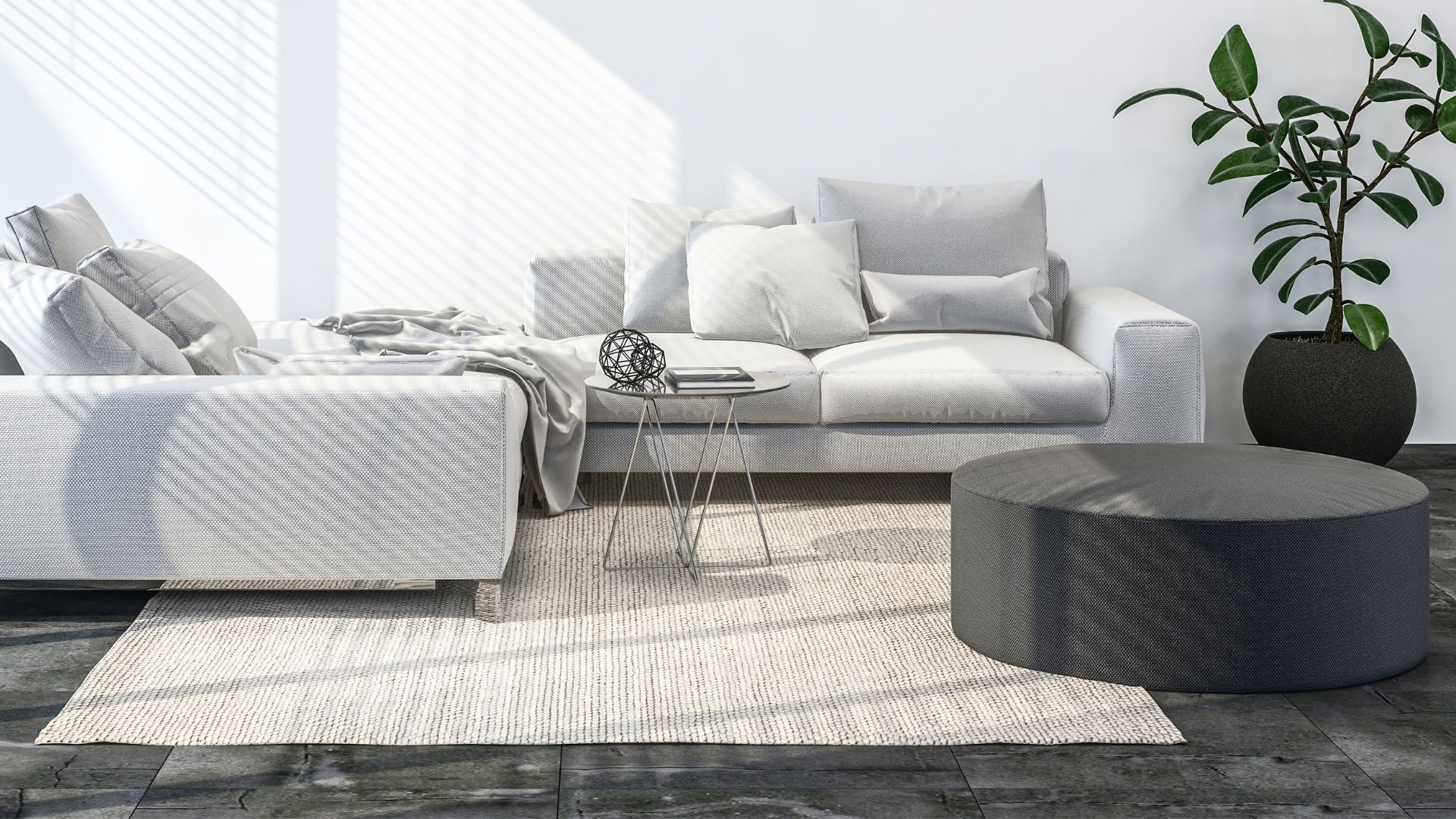 Tappeto contemporaneo bianco per salotto moderno